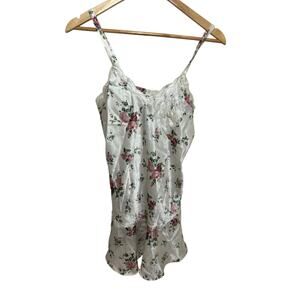 Vintage Second Skin Victoria Secret Pink Rose Floral Satin Slip Dress Size P